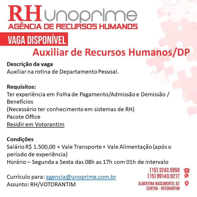 Vaga de Emprego de Assistente de Recursos Humanos, Campinas / SP